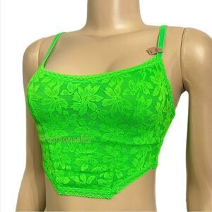 Victorias Secret Pink Wireless Lightly Lined Lace Corset Bralette bra Green